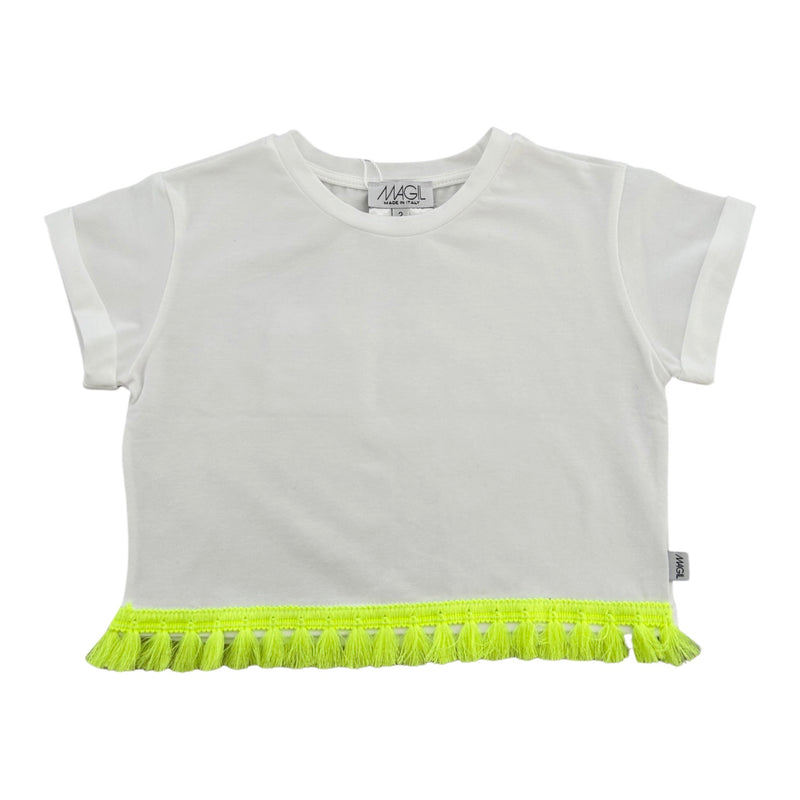 T-SHIRT BOXY CON NAPPINE FLUO