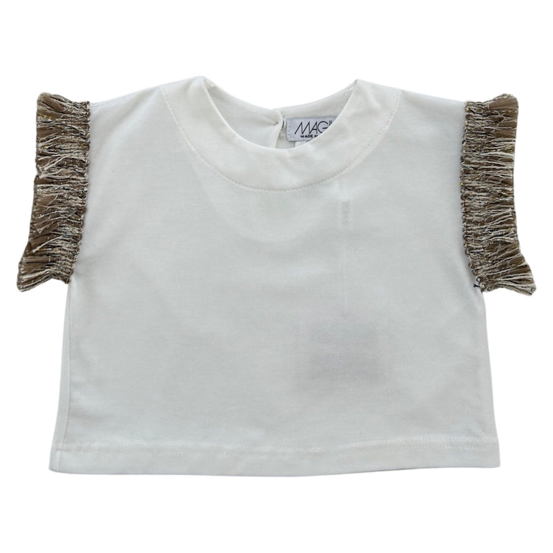 T-SHIRT CROPPED CON FRANGIA ORO