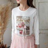 T-SHIRT STAMPA ROSE