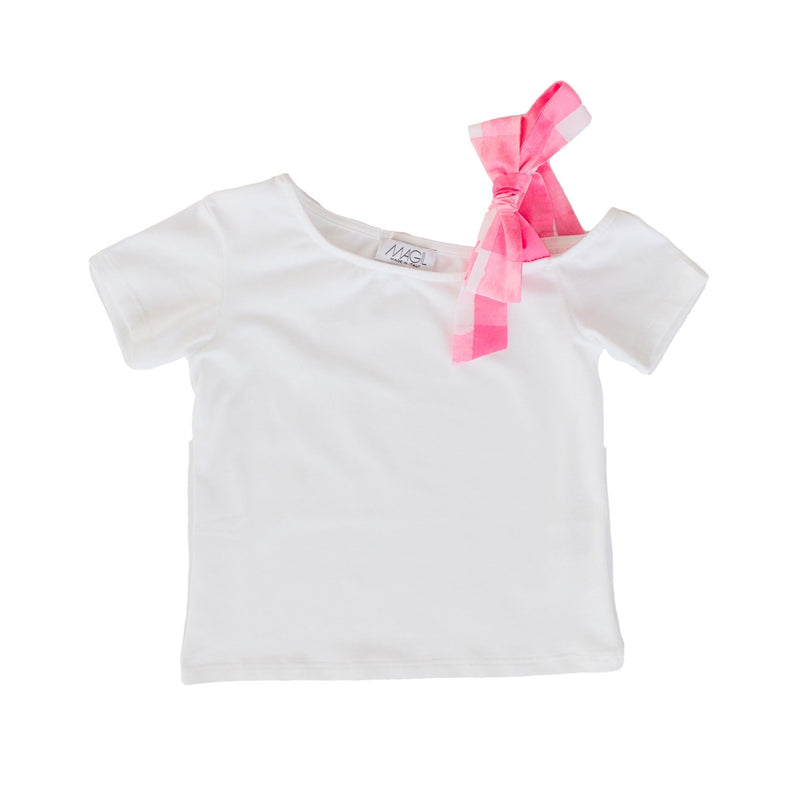 PATTERNED COTTON BOW T-SHIRT