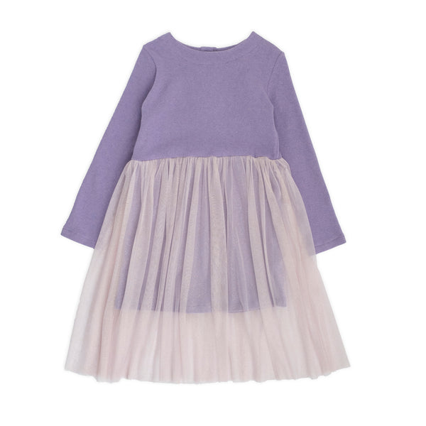 WARM COTTON DRESS WITH GLITTER TULLE SKIRT