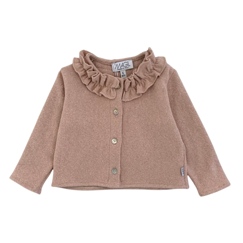 RUFFLED COLLAR CARDIGAN