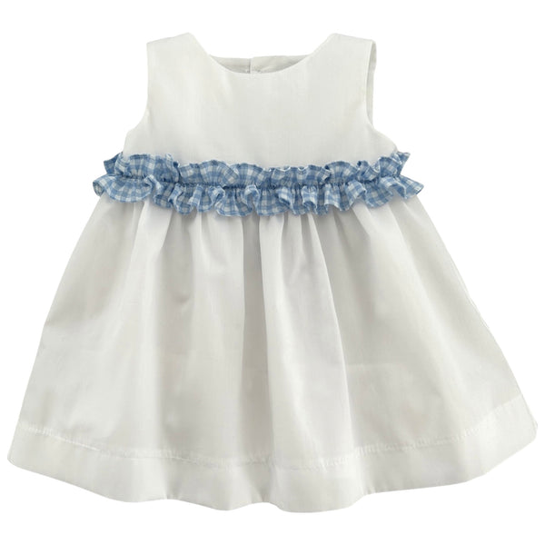 POPLIN DRESS WITH MICRO VICHY RUFFLES