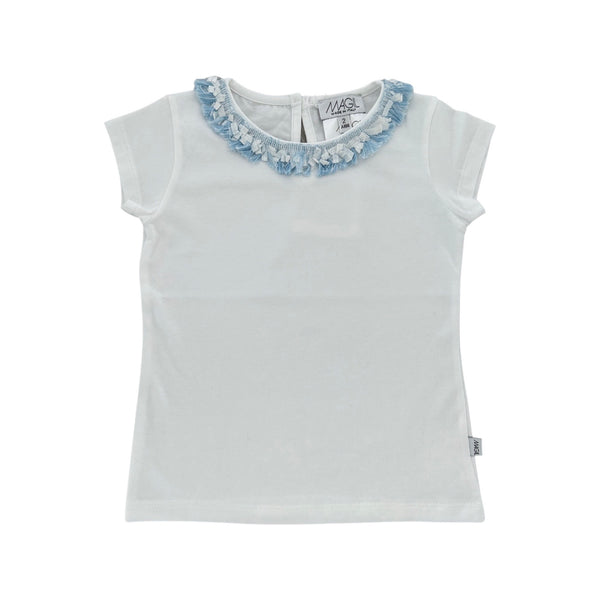 FRINGED BLUE NECK T-SHIRT