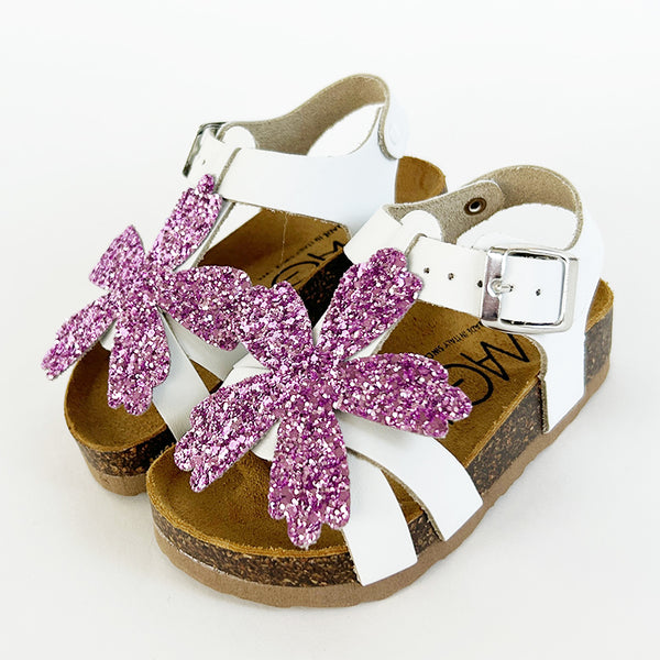 sandali con fiore glitter