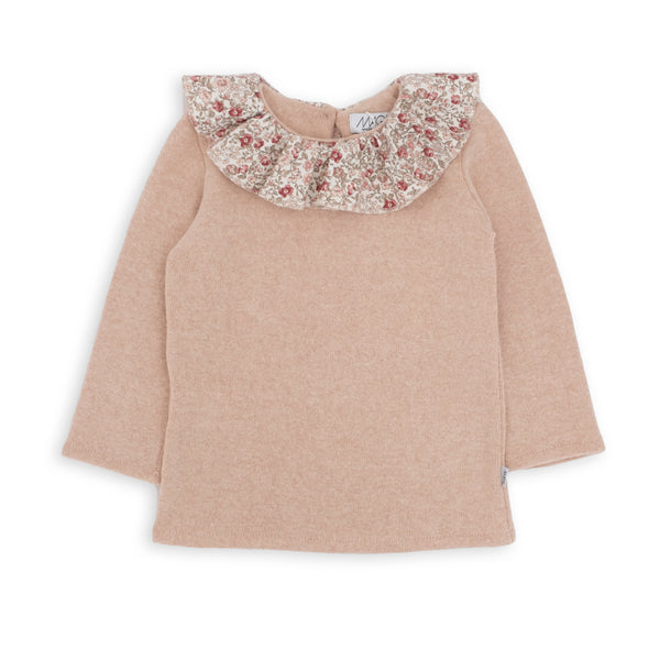MAGLIA CON COLLO PETALO A FIORELLINI
