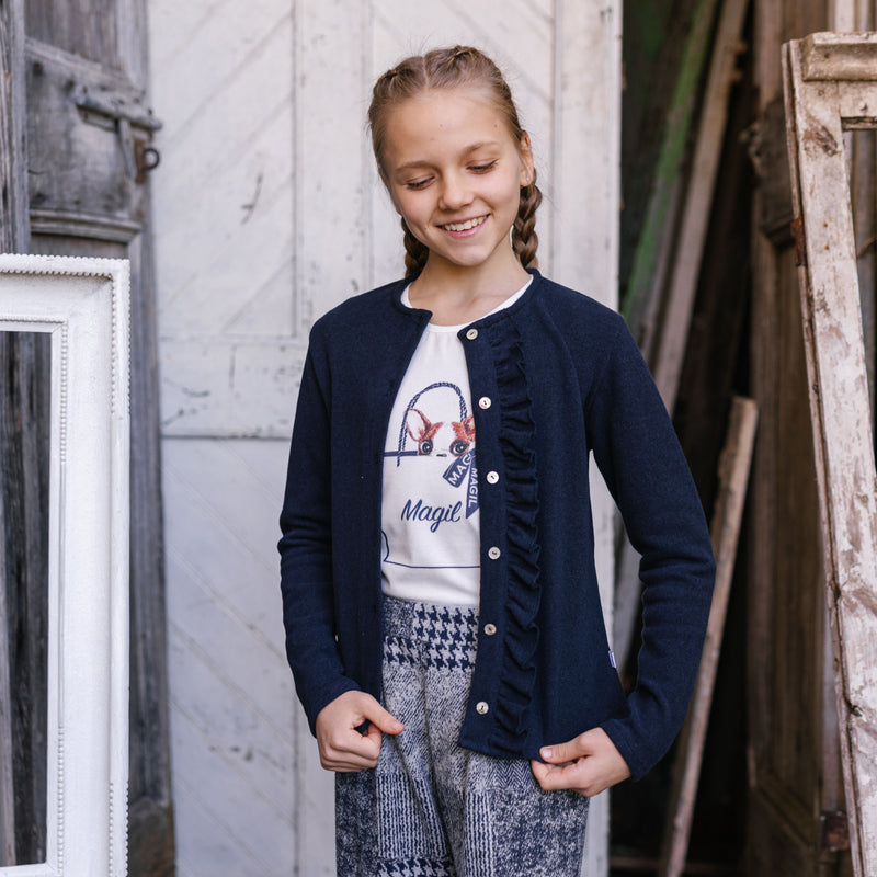 CARDIGAN CON ROUCHES VERTICALE