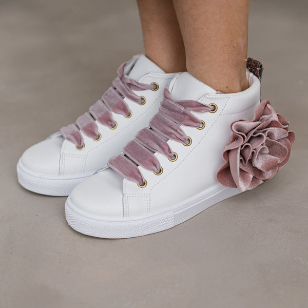 SNEAKERS ALTE CON FIORE IN VELLUTO