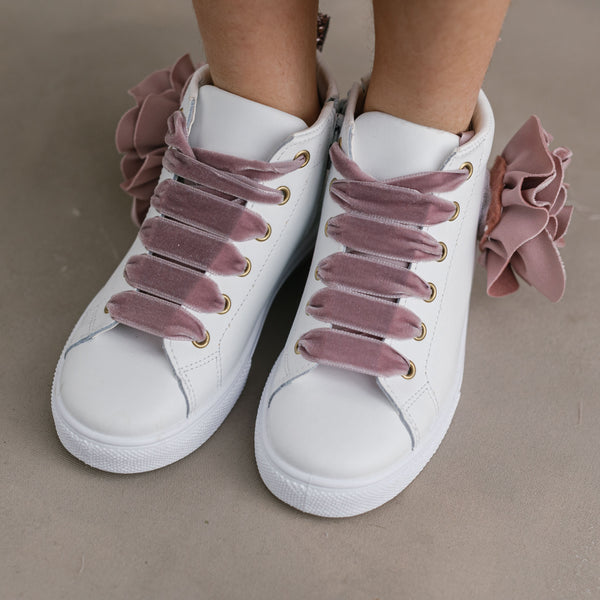 SNEAKERS ALTE CON FIORE IN VELLUTO