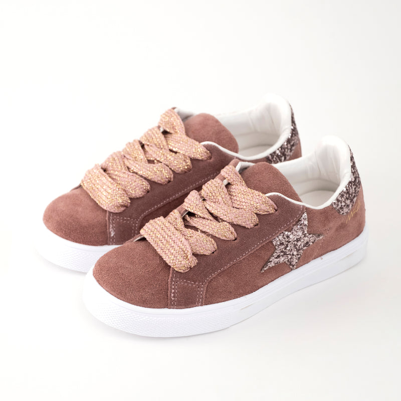 SNEAKERS SCAMOSCIATA CON STELLA GLITTER