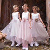 ABITO IN RASO CON GONNA TULLE ROSA