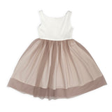 SATIN DRESS WITH BEIGE TULLE SKIRT