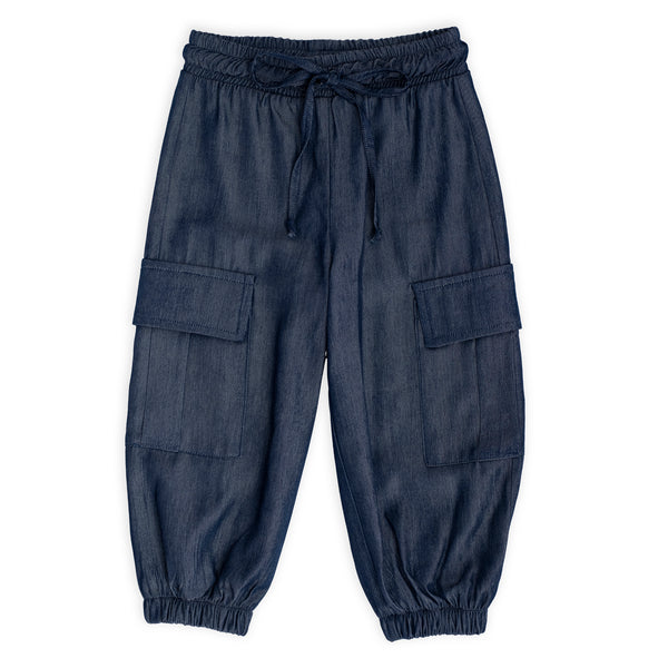 Pantalone cargo effetto denim