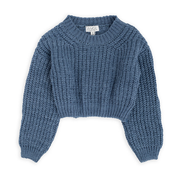 Pullover crop fettuccia punto largo