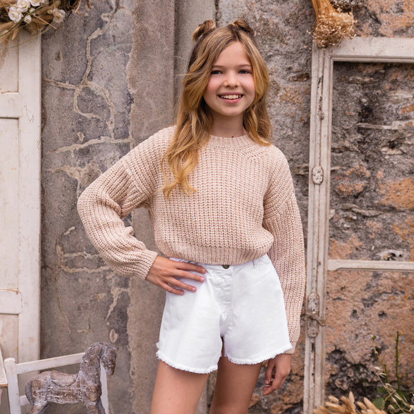 Pullover crop fettuccia punto largo | Magil