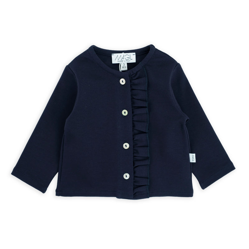 Cardigan punto milano con rouches | Magil