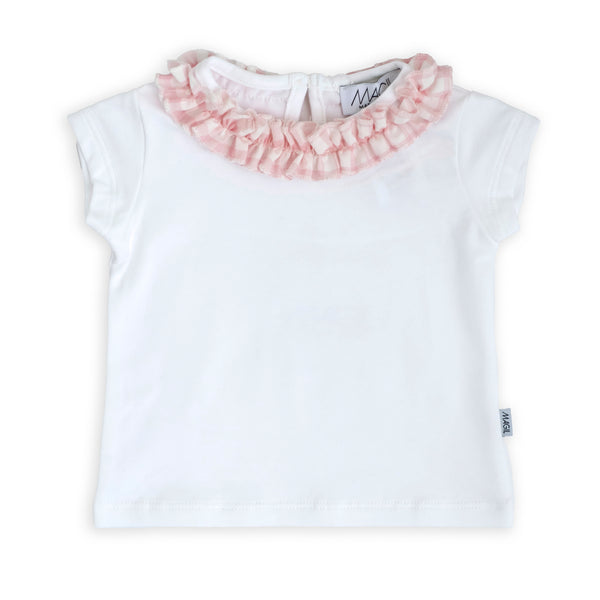 T-shirt con rouches vichy