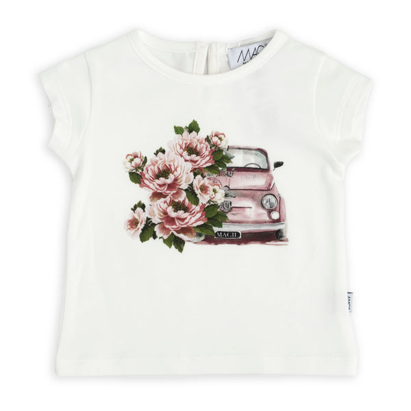 T-shirt stampa macchina e fiori | Magil