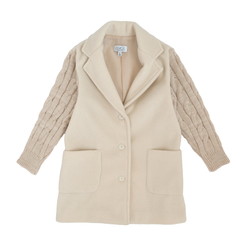 CAPPOTTO CON MANICHE IN MAGLIA