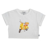 T-SHIRT CROPPED STAMPA VESPA E LIMONI