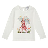 T-SHIRT STAMPA CONIGLIO CON OMBRELLO