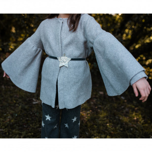 Light grey fleece fabric coat