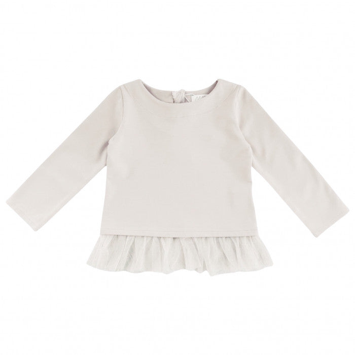 MAGLIA BIANCO LATTE CON BALZA TULLE