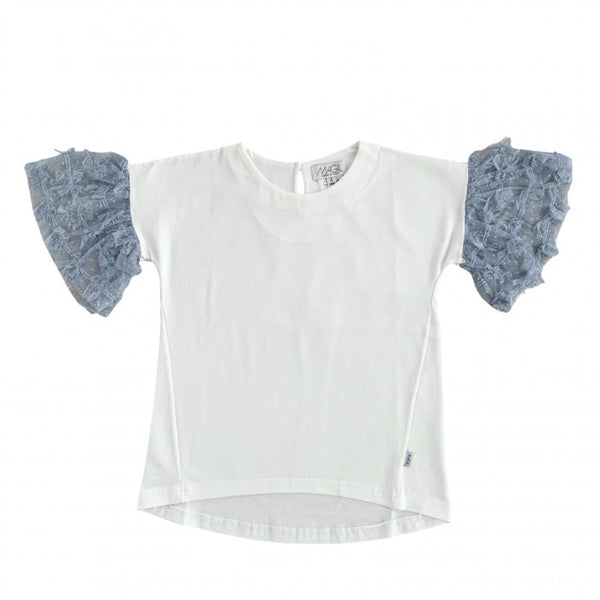 Tulle bows sleeves t-shirt