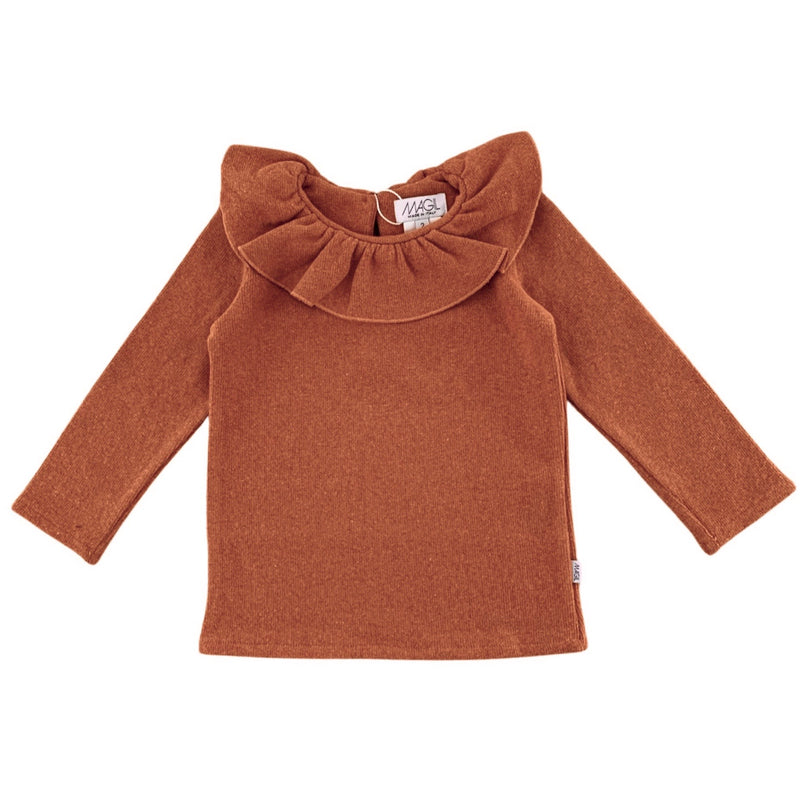 Warm cotton jersey with corolla collar