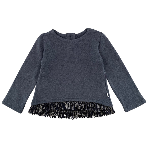 Warm cotton jersey with fringes detail
