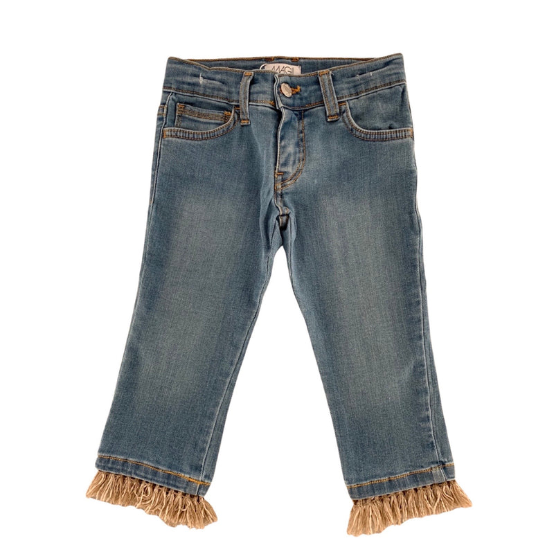 Slim jeans with fringe detail