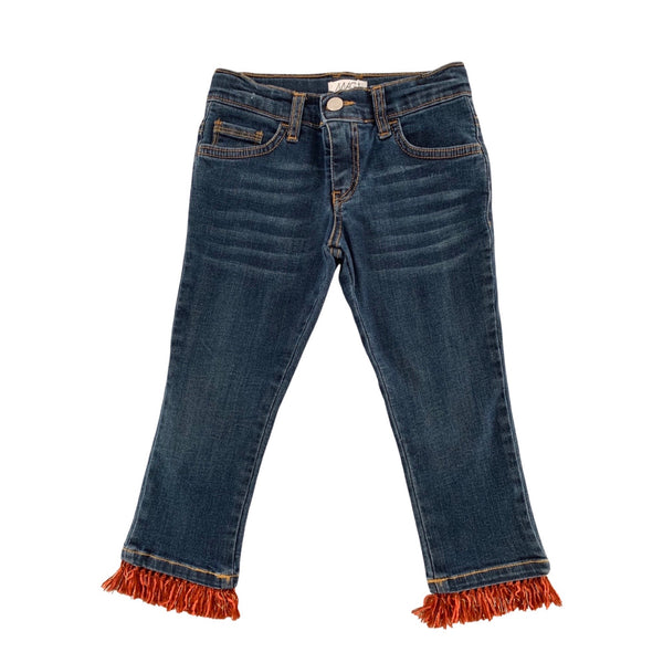 Slim jeans with fringe detail