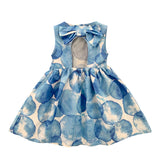 PATTERNED DRESS WITH CUT OUT AND BOW