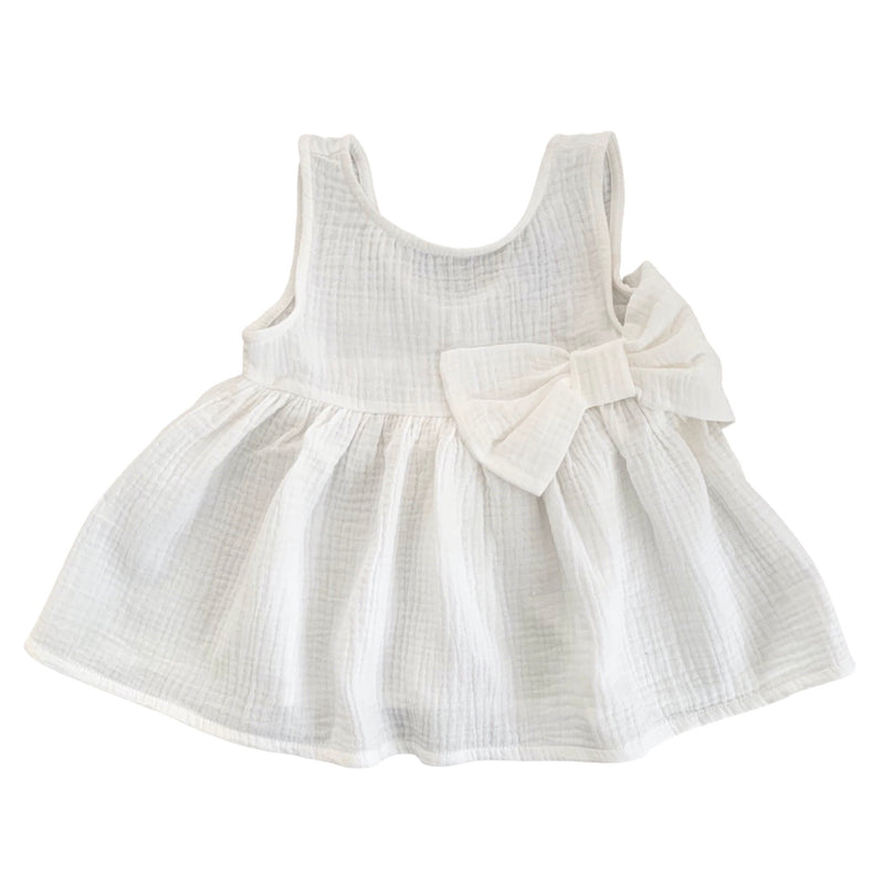 Gauze fabric top with frontal bow