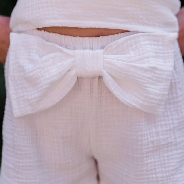 MILK WHITE GAUZE CULOTTE WITH BOW