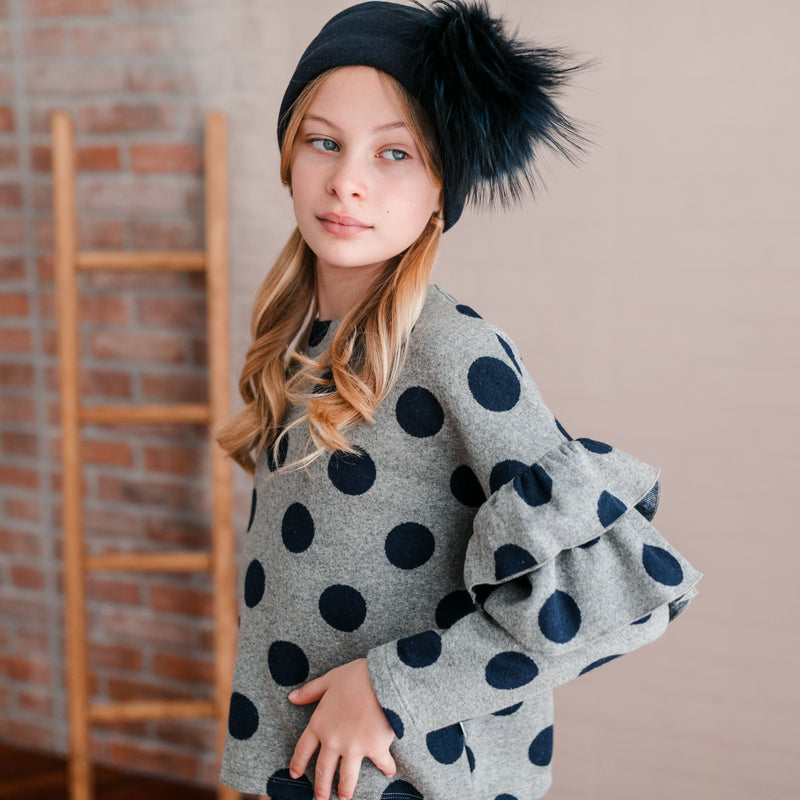 Polka dots pattern jersey with frappe fabric