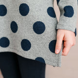 Polka dots pattern jersey with pom pom