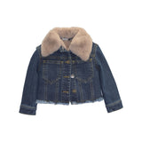 Jeans jacket with faux fur collar