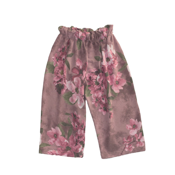 Flowered fleece trousers