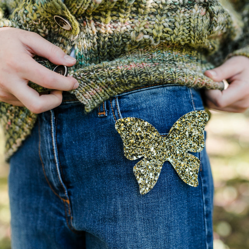 Wide leg jeans with butterfly detail