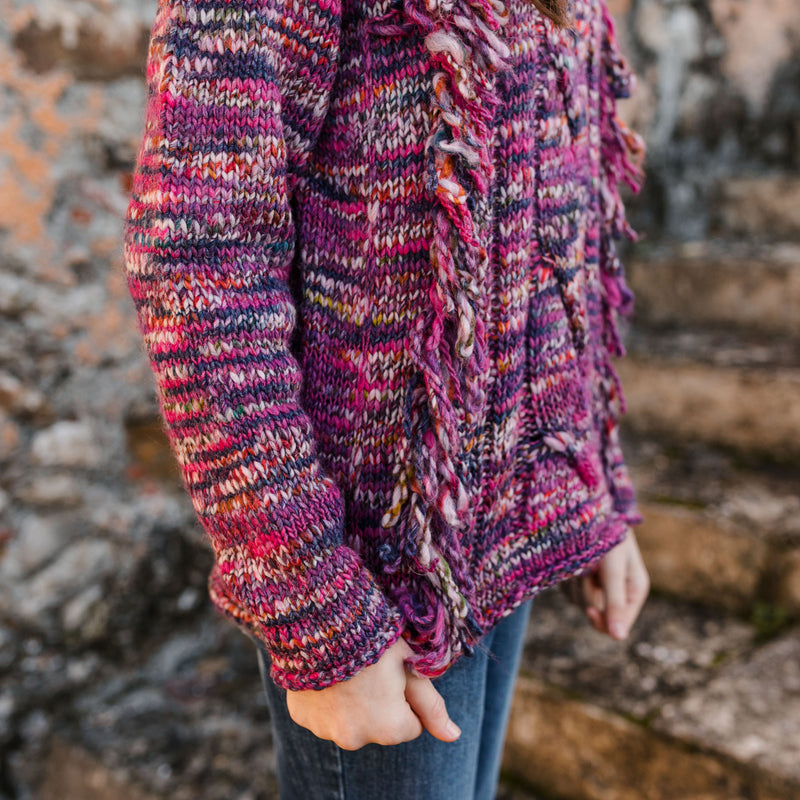 Multi-coloured fringes sweater