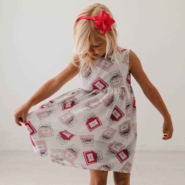 PRINTED COTTON DRESS WITH BACK BOW
