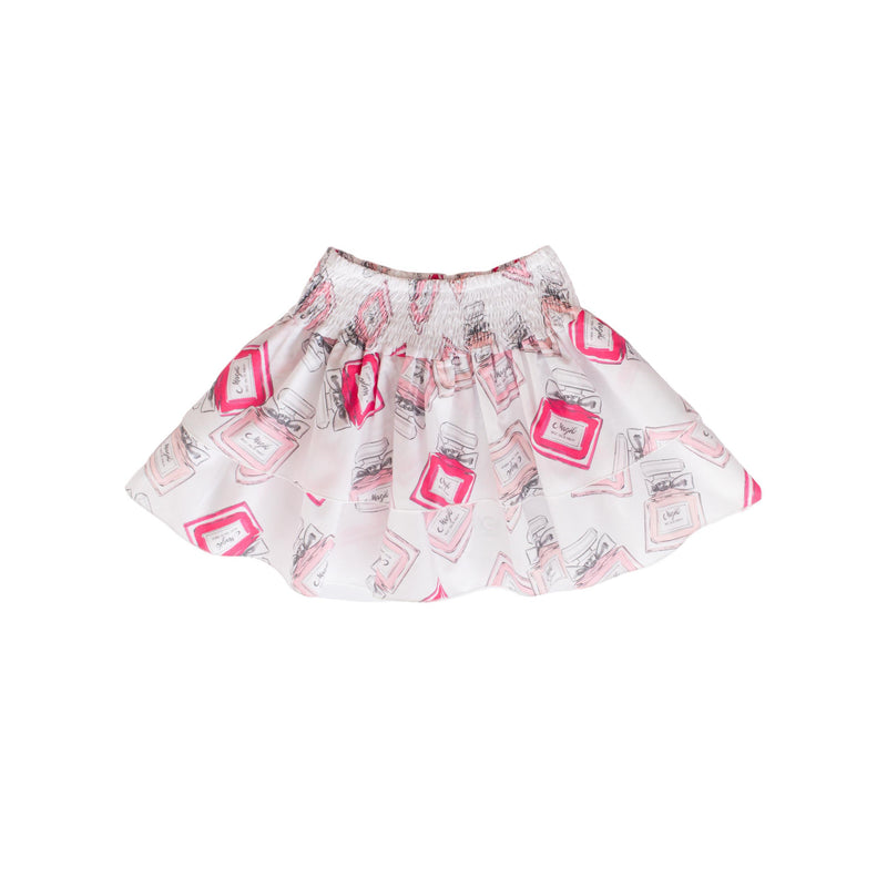 PATTERNED COTTON SKIRT WITH RUFFLES