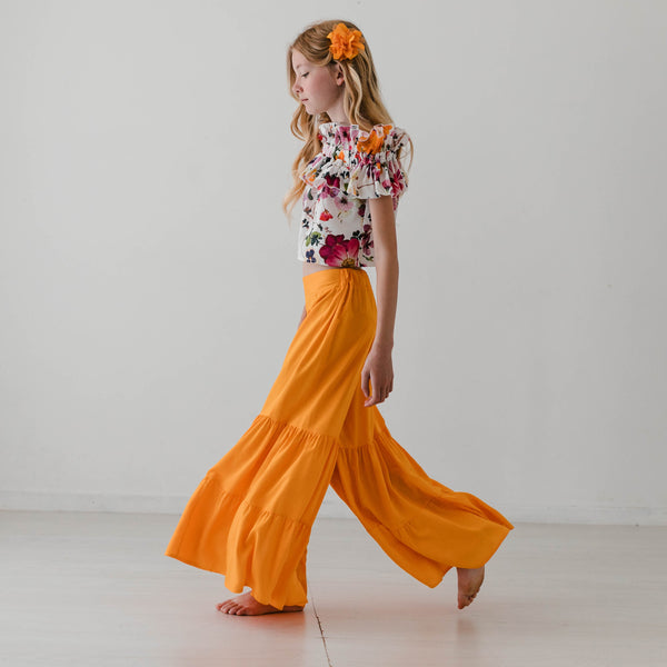 VISCOSE TROUSERS WITH FLOUNCES