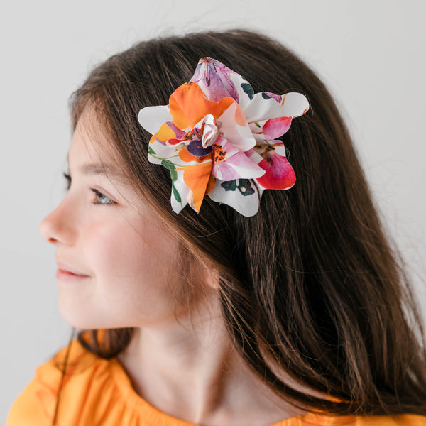 PRINTED FABRIC FLOWER HAIR CLIP