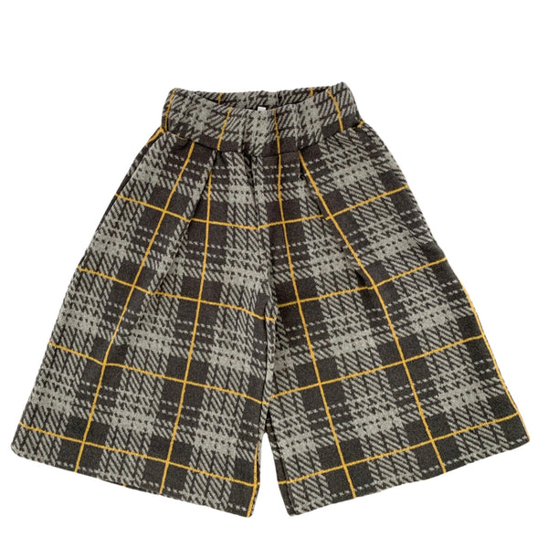 YELLOW MADRAS WIDE TROUSERS