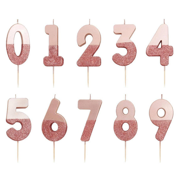 NUMBERED PINK GLITTER CANDLES