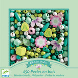 WOODEN BEADS - FLOWERS AND LEAVES