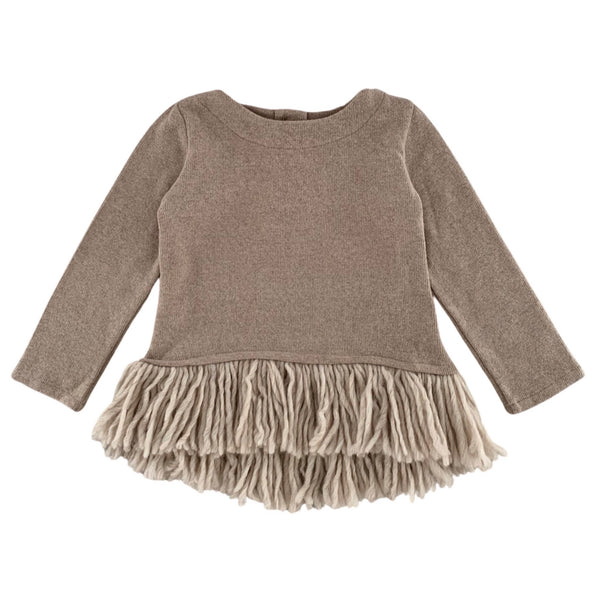 WARM COTTON JERSEY WITH FRINGE