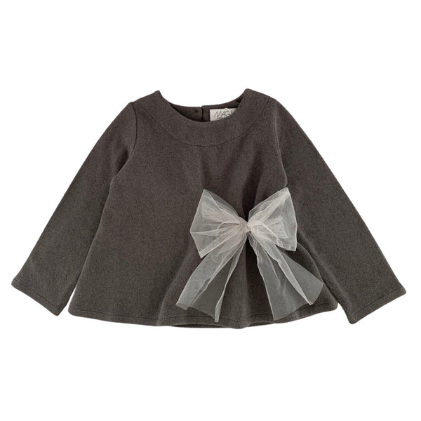 WARM COTTON JERSEY WITH TULLE BOW